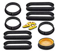 TTBDDM 8 Pièces Mousse Cercle Anneau, Moule à Gateau Perforé, Cutter Forme Ronde, Mousse Cercle Anneau Tarte Décoration, pour Faire Soi-Même de Mousse à Gâteau (Ovale et Rond)