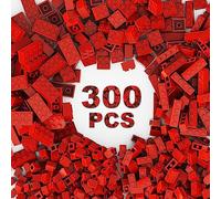 TTEHGB TOY 300 Pcs Classic Building Bricks, Red Bulk Bricks, Compatible with Pieces, Creative Building Block Toys for Boys Girls Ages 3 4 5 6 7 8 9 10 Year Old(Red 300 Pcs)