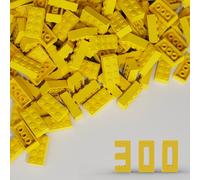 TTEHGB TOY Bloc de briques classiques en vrac 2 x 4, 300 pièces de brique de construction, jaune, compatible avec les pièces et pièces Lego 3001 (couleur: jaune)