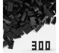 TTEHGB TOY Brique classique en vrac 2x4, 300 pièces de briques de construction noires, compatible avec les pièces et pièces 3001, ensemble de jeu créatif - Compatible avec les grandes marques (couleur