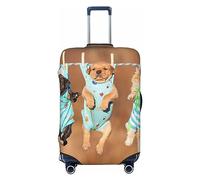 Ttetddd Housse de protection lavable pour valise, avec fermeture éclair et boucle, motif dinosaures, 71,1 cm, Chiens et chats amusants, S