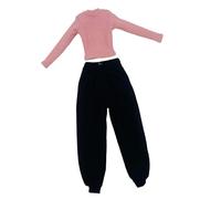 TTETTZ 1/6 Ensemble de Tenues de Poupée Féminine, Haut à Manches Longues et Pantalon pour 12 '' 'figures D'action, Rose et Noir