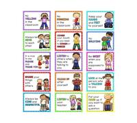 TTETTZ 15pcs Règles de classe d'anglais Affiches éducatives Decors de mur Installation Easy Installation Tools d'enseignement résistant aux larmes pour