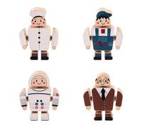 TTETTZ 4 Pièces Mini Personnages Jouets Blocs Bois Construction Empilables Développement Motricité Fine Jeu Apprentissage Différence Cadeau Préscolaire Enfan, Style B