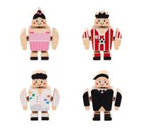 TTETTZ 4 Pièces Mini Personnages Jouets Blocs Bois Construction Empilables Développement Motricité Fine Jeu Apprentissage Différence Cadeau Préscolaire Enfan, Style A