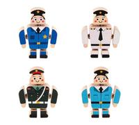 TTETTZ 4 Pièces Mini Personnages Jouets Blocs Bois Construction Empilables Développement Motricité Fine Jeu Apprentissage Différence Cadeau Préscolaire Enfan, Style C