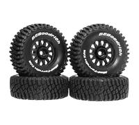 TTETTZ 4 Pièces RC Car Tires Roues Universelles Camions RC Accessoires DIY Alliage Installation Simple Grande Adhérence Adapté pour Passionnés Construction, Noir