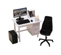 TTETTZ Accessoires de Maison de Poupée Mobilier de Bureau Chaise Miniature Ordinateur Portable et Scène de Bureau Stimulant La Créativité Adapté pour La Scé, Bureau Blanc