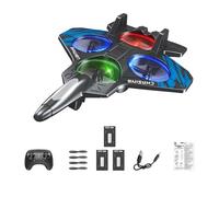 TTETTZ Avion Télécommandé Planeur En Mousse Chasseur de Modèle Réduit à 6 Canaux avec Lumières LED pour Vol de Nuit Adapté Aux Enfants Garçons, Trois Piles Bleues