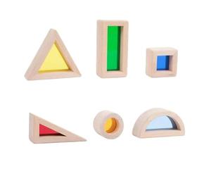 TTETTZ Bloc Acrylique Pièce Constructive Jouet en Bois Effet -en-Ciel Transparent pour Reconnaissance des Couleurs Structuration Motrice Atelier Créatif Garderie Chambre d'enfant Taille Unique