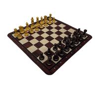 TTETTZ Échiquier Classique avec Plateau Pliant Ensemble de Jeu D'Échecs Jouet Éducatif pour Enfants et Adultes Base Antidérapante Rangement Facile Adapté Pou, Échecs En or Brun
