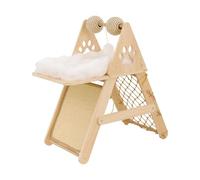 TTETTZ en Bois Massif, Panier pour Chat, Structure d'escalade, Griffoir en Sisal, Jouet D'intérieur avec Balle, pour Les Espaces de Vie, avec Tapis