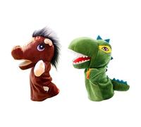 TTETTZ Ensemble de 2 Marionnettes à Main pour Enfants, Peluches, Jeux D'imitation, Poupées Conteuses pour Jeux, Dinosaure et cheval