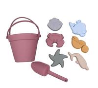 TTETTZ Ensemble de Jouets de Plage pour Enfants avec Seau, Jouet de Sable Portable En Silicone à Modeler Créatif, Accessoires Marins Amusants, Idéal pour Les, Rouge