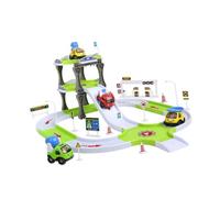 TTETTZ Ensemble de Jouets de Véhicule D'ingénierie, Camion de Construction, Jouets, Coordination œil-main, Piste de Course, Piste de Voiture, Parking pour En, Vert, 72x53x33cm