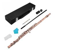 TTETTZ Flûte Traversière Instrument 16 Clés Mécanisme Déporté Trous Fermés Embouchure Inclinée Cupronickel Adaptée Débutants Adultes Pratique Enseignement Concert, Bronze Rouge