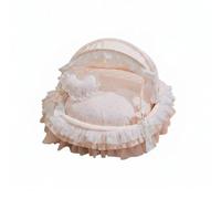 TTETTZ Lit Bercelonnette pour Animaux Coussin pour Chats en Dentelle Cradle Forme Semi-fermé Garnissage Confortable Coton Facile à Nettoyer Convient à Chiens Chats Intérieur, Pink Cotton