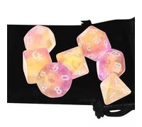 TTETTZ Lot de 5 Dés Polyédriques de 7 Couleurs D4-D20 pour Jeux de Table RPG Jaune
