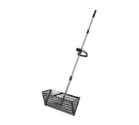 TTETTZ Pelle de Plage en Acier pour Foret avec Panier à Crible Manche Long Télescopique Bordure Crantée pour Sable Mouillé Détachable pour Transport Facile, Acier Carbone Noir