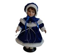 TTETTZ Poupée Porcelaine Artisanale Statue Femme Vintage en Robe Élégante avec Chapeau en Velours pour Collectionneuse Ornement Décoratif Convient à La Décor, Bleu