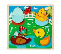 TTETTZ Puzzle en Bois Éducatif Jouet d'apprentissage Préscolaire Plateau de Jeu Interactif sur Le Thème du Cycle de La Vie Adapté pour L'École et, Canard