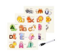 TTETTZ Puzzles de L'alphabet avec Des Formes Animales, Puzzle En Bois Imagination Puzzle Board Jouets En Bois, pour Cadeaux Enfants Salles de ole