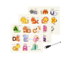 TTETTZ Puzzles de L'alphabet avec Des Formes Animales, Puzzle En Bois Imagination Puzzle Board Jouets En Bois, pour Cadeaux Enfants Salles de ole