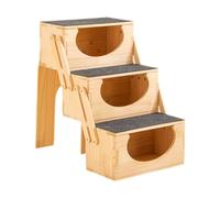 TTETTZ Rampe Chien Escalier Animaux Bois Pliable Revêtement Moelleux Antidérapant Solution Gain de Place pour Animaux Faibles Approprié Voiture Ma, 3 étapes