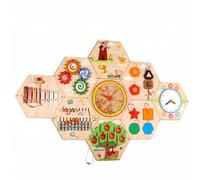 TTETTZ Tableau d'apprentissage pour Enfants Table d'Activités Planche Motricité Murale en Bois Jouet Educatif Fonction Interactive Convient pour Jeux, Hexagone 4.5kg