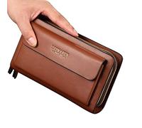 TTFFWW Sac À Main De Cuir Homme Sac De Poignet Zippée Pochette Portefeuille Sacoche Embrayage Porte Cartes Chequier Monnaie pour Business Soirée Mariage Business Sac,D