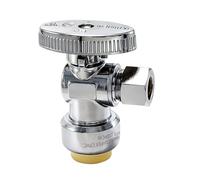 TTFLEX Vanne d'arrêt d'angle 1,27 cm pour connecter l'entrée x sortie de compression OD 3/8", vanne d'arrêt d'eau 1/4 de tour pour tuyau en cuivre, Pex, CPVC et PE-RT (lot de 1)