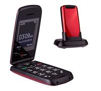 TTfone Star- Téléphone Mobile à Clapet et à Grosses Touches Facile à Utiliser Sans Carte SIM (Rouge)