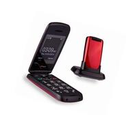 Ttfone Star Téléphone Mobile à Clapet et à Grosses Touches Facile à Utiliser Sans Carte Sim (Rouge)