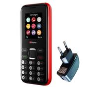 TTfone TT150 Téléphone Portable Basique Débloqué avec Bluetooth, Batterie Longue Durée, Double SIM avec Appareil Photo et Jeu, Facile à Utiliser, Robuste et Léger (Rouge, avec Chargeur)