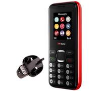TTfone TT150 Téléphone portable débloqué sans carte SIM avec Bluetooth, longue durée de vie, double SIM avec appareil photo et jeux, facile à utiliser, durable et léger (rouge, avec chargeur secteur)