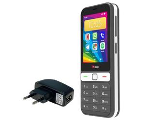 TTfone TT280 - Téléphone à Barrette 4G Dual SIM Simple avec Android, écran Tactile de 2,8", Clavier, caméra 2MP, USB-C - Mobile déverrouillé Facile à Utiliser (avec Chargeur Secteur)