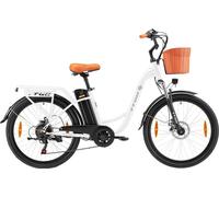 TTGO YY-26ST Vélo Électrique - Moteur 250W Batterie 36V14.5AH Pneus de 26 Pouces Vitesse Max 25 km/h Freins à Disque Mécaniques - Blanc