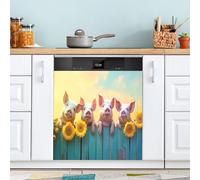 Ttgoth Autocollant magnétique décoratif pour lave-vaisselle Motif cochon tournesol 58,4 x 66 cm