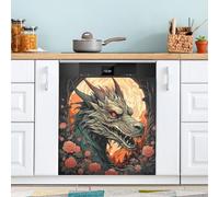 Ttgoth Autocollant magnétique décoratif pour lave-vaisselle Motif dragon chinois 58,4 x 66 cm
