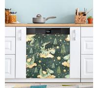Ttgoth Autocollant magnétique décoratif pour lave-vaisselle Motif dragon de dessin animé 58,4 x 66 cm
