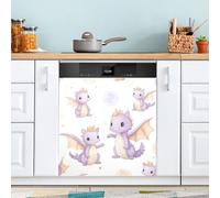 Ttgoth Autocollant magnétique décoratif pour lave-vaisselle Motif dragon mignon 58,4 x 66 cm