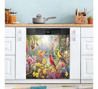 Ttgoth Autocollant magnétique décoratif pour lave-vaisselle Motif oiseau coloré 58,4 x 66 cm