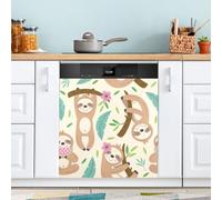 Ttgoth Autocollant magnétique décoratif pour lave-vaisselle Motif paresseux mignon 58,4 x 66 cm