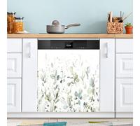 Ttgoth Autocollant magnétique décoratif vintage pour lave-vaisselle Motif feuilles vertes 58,4 x 66 cm