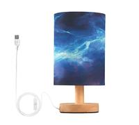 Ttgoth Blue Thunder Cloud Lampe de chevet pour chambre à coucher, petite lampe de chevet LED avec ports USB et abat-jour en tissu pour salon, dortoir, maison, bureau