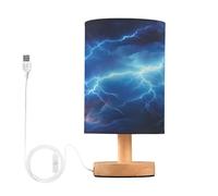 Ttgoth Blue Thunder Cloud Lampe de chevet pour chambre à coucher, petite lampe de chevet LED avec ports USB et abat-jour en tissu pour salon, dortoir, maison, bureau