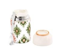 Ttgoth Bocal alimentaire imprimé ethnique, 500 ml, thermos isotherme, large goulot, double paroi, en acier inoxydable, pour soupe, déjeuner, récipient avec cuillère