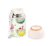 Ttgoth Boisson avec cerises - 500 ml - Isotherme sous vide - Large ouverture - Double paroi - En acier inoxydable - Bouteille à soupe - Avec cuillère