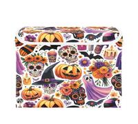 Ttgoth Boîte de rangement en forme de citrouille d'Halloween avec couvercle - Panier de rangement décoratif pliable en tissu avec poignées - Organisateur de placard - Panier à jouets pour chien