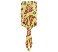 Ttgoth Brosse à cheveux à pizza pour homme et femme - Antistatique - Coussin d'air - Brosse démêlante pour cheveux bouclés, raides, humides ou secs